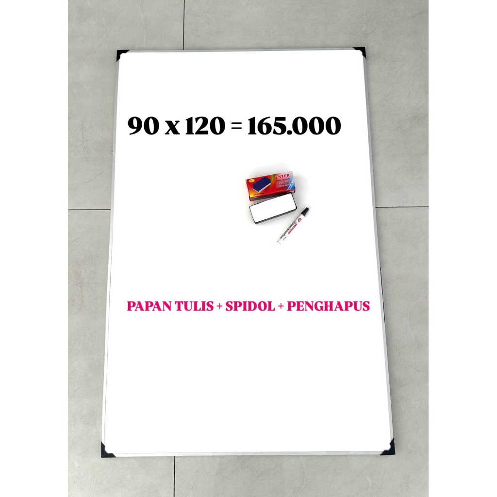 

Papan Tulis Ukuran 90 x 120 Lengkap Spidol dengan Penghapus Papan Tulis