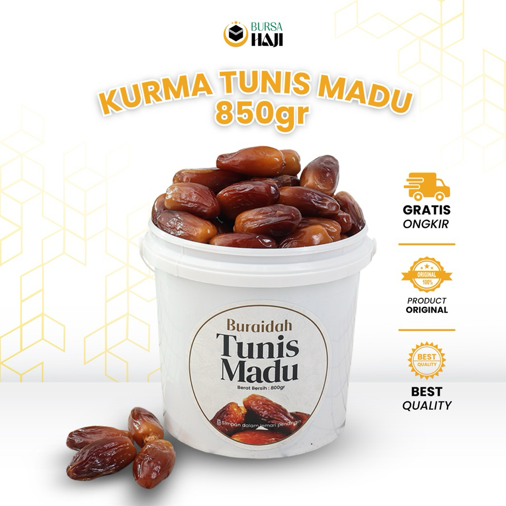 

Kurma Tunisia Madu 850 Gram Kemasan Ember Deglet Noor Tanpa Tangkai Buraidah