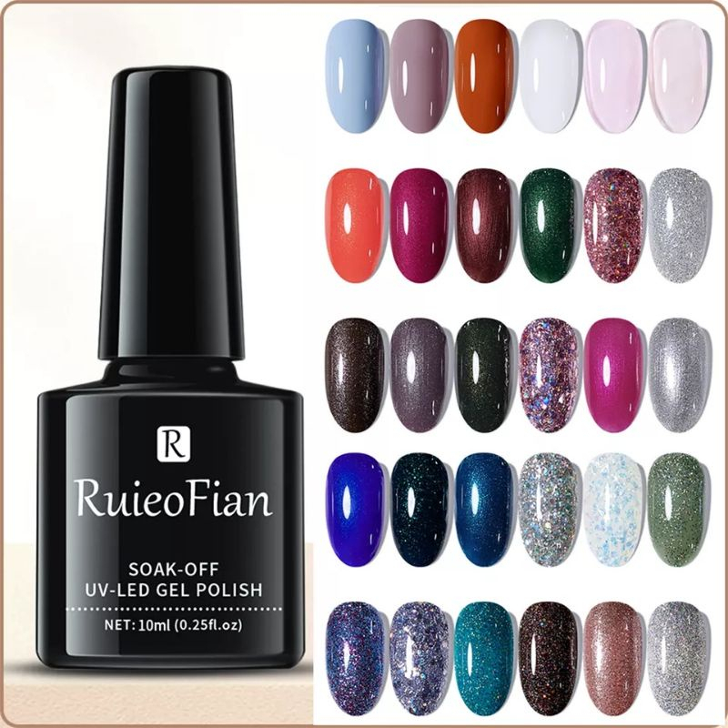 RuieoFian Soak Off UV LED Nail Gel Polish Kutek Gel UV Ruieo Fian Tahan Lama Manciure Pedicure Warna