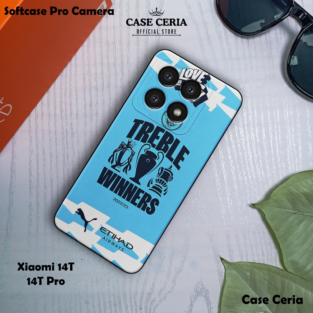 Case For Xiaomi 14T / 14T Pro – Casing HP Motif Man City – Softcase Pro Camera – Silikon Clear Case