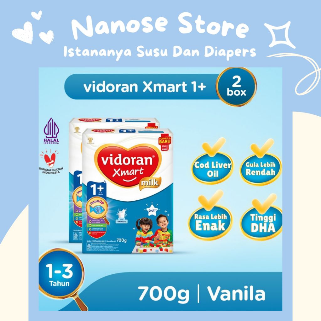Vidoran Xmart 1+ 700g 2 pack | susu pertumbuhan anak usia 1-3 tahun | susu formula bubuk
