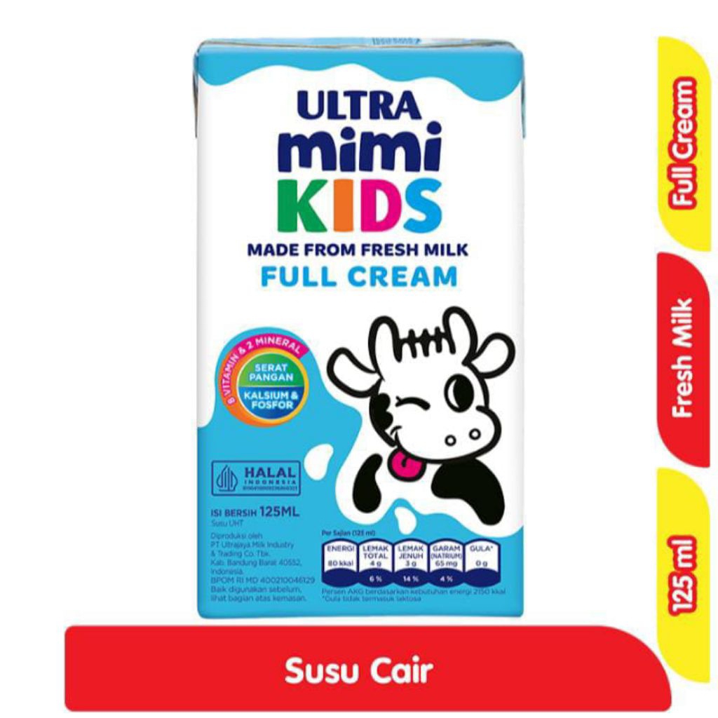 

[6 PCS] Susu UHT Ultra Mimi 125ml Rasa Full Cream