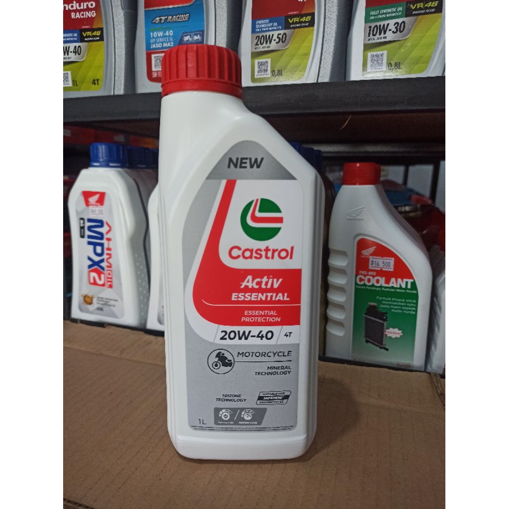 Oli oil Castrol Activ Essential 4T. 1L cub&sport/ Castrol Go. Original100℅