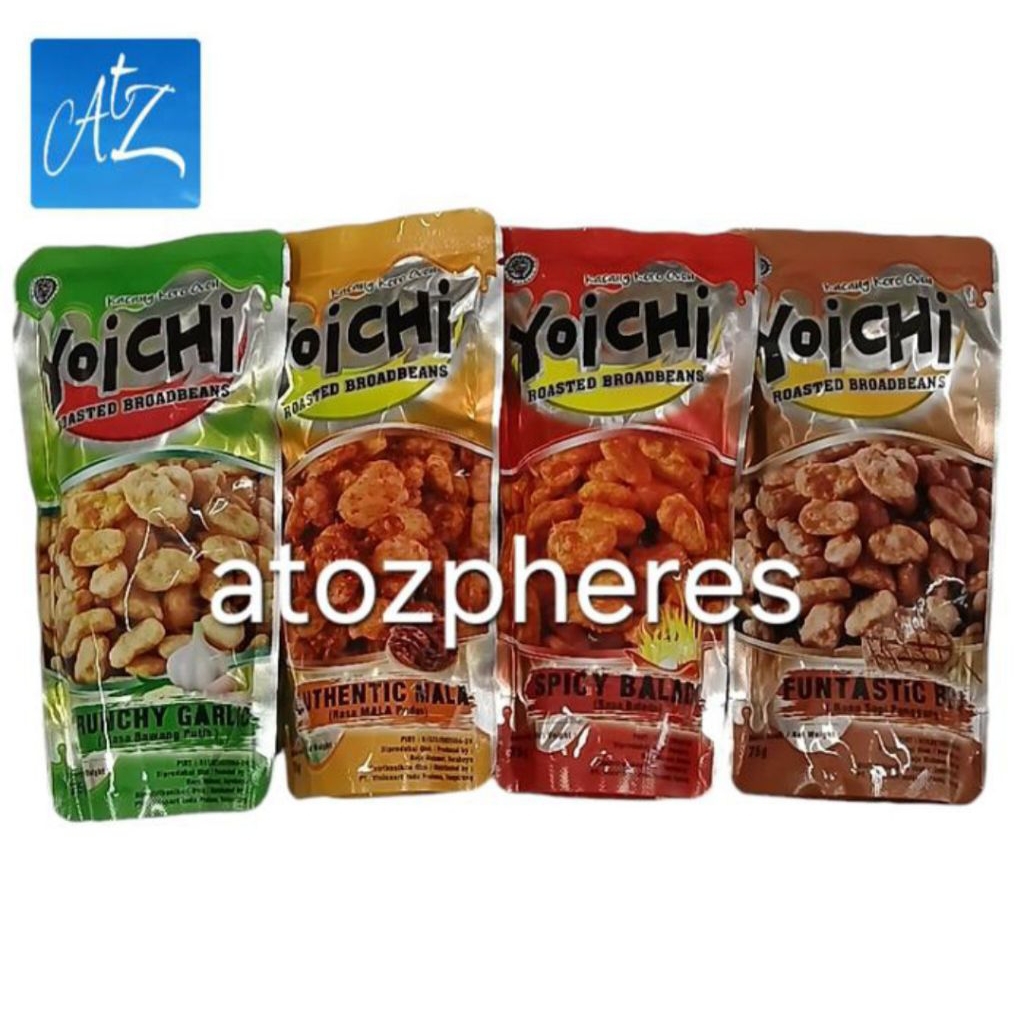 

Kacang Koro Oven rasa bawang putih balado pedas sapi panggang halal MUI YOiCHi Crunchy Garlic Authentic Mala Spicy Balado Funtastic BBQ 75g