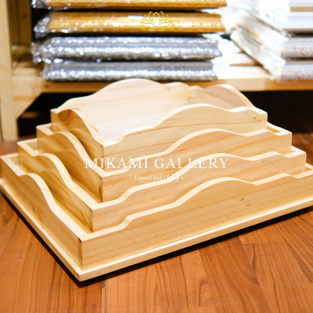 Baki Kayu Hantaran / Kotak Hantaran / Seserahan Baki Kayu Model Berundak / Baki Rustic / Baki Hantar