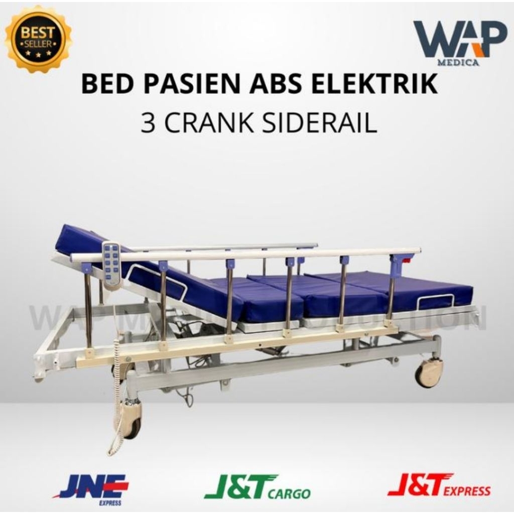 BED PASIEN 3 CRANK ABS ELEKTRIK / BED 3 CRANK ABS SIDERAIL