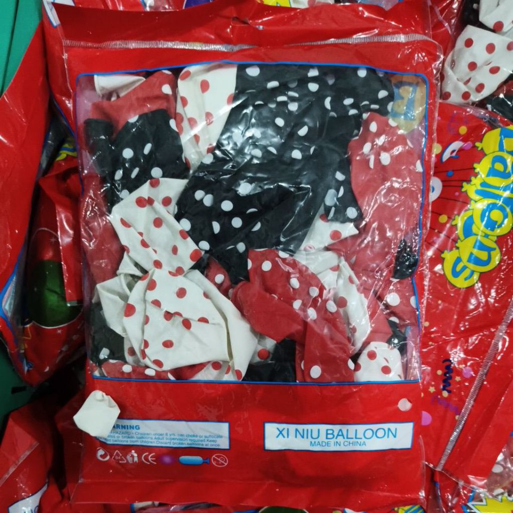100 Pcs Balon Fulkadot PUTIH,HITAM,MERAH