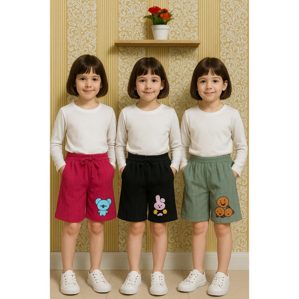 CELANA PENEDEK KNIT ANAK PEREMPUAN BTS / HOT PANT KNIT ANAK / CELANA PENDEK ANAK CEWEK