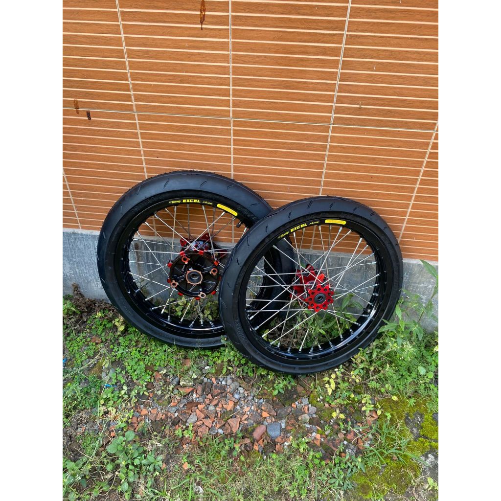 Wheelset Surex CRF Velg Custome Takasago Excel Asia Roda Semi Cacing CRF Ban Primax Baru Ring 17