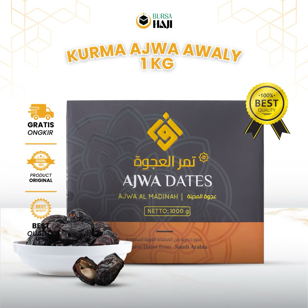 

Awaly Kurma Ajwa 1kg Premium Kurma Nabi Original Madinah High Quality