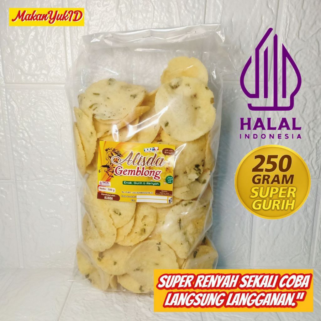 

Cemilan 250Gr Kecimpring/Gemblong/Kripik Singkong Murah Halal
