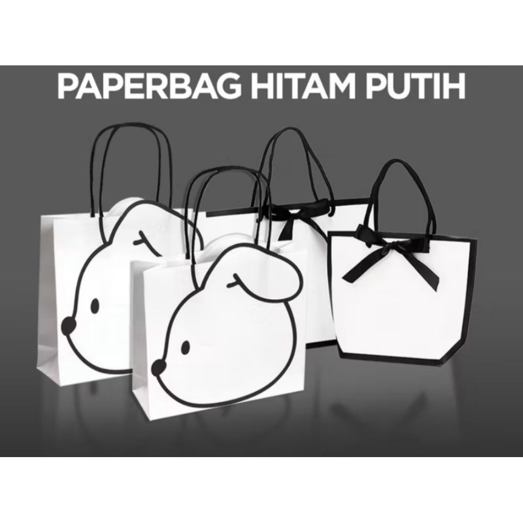 Paperbag hitam putih tas kado kotak kado