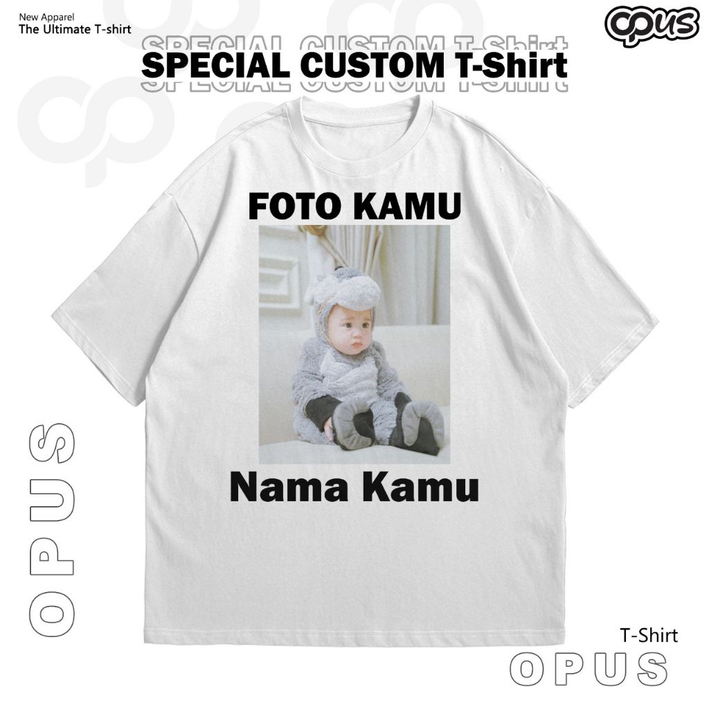 T-shirt Custom Foto + nama Sendiri Sablon DTF - Kaos Sablon Bisa Request Foto Sendiri - Kaos Couple