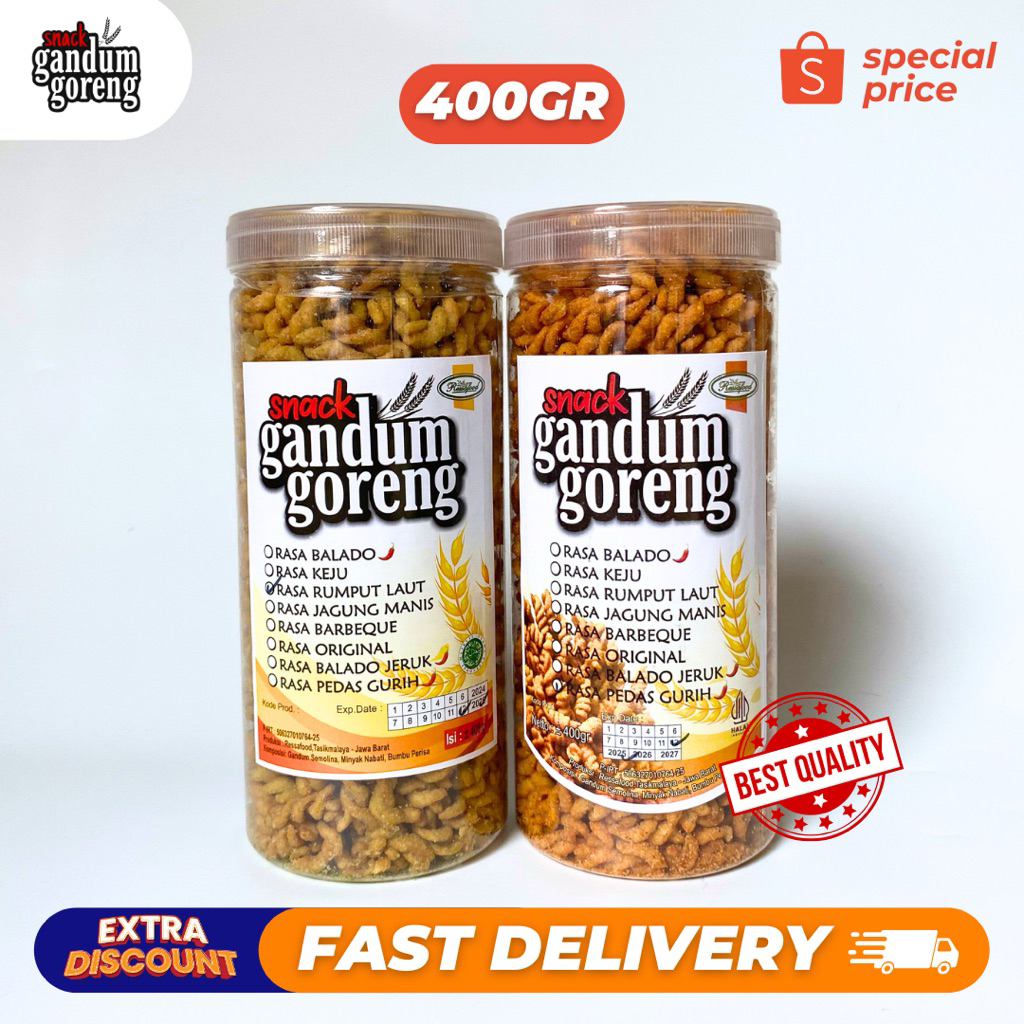 

Makaroni Gandum Goreng Ressafood | Kemasan 400gr Tabung