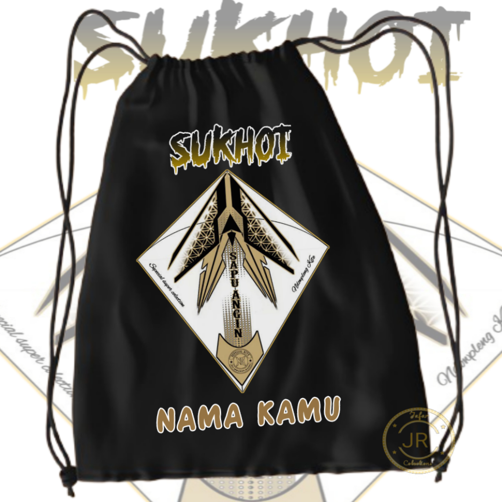 Tas Serut Anak Custom Nama Gambar Keren – Cocok Sekolah & Main, Motif Layangan Sukhoi Super