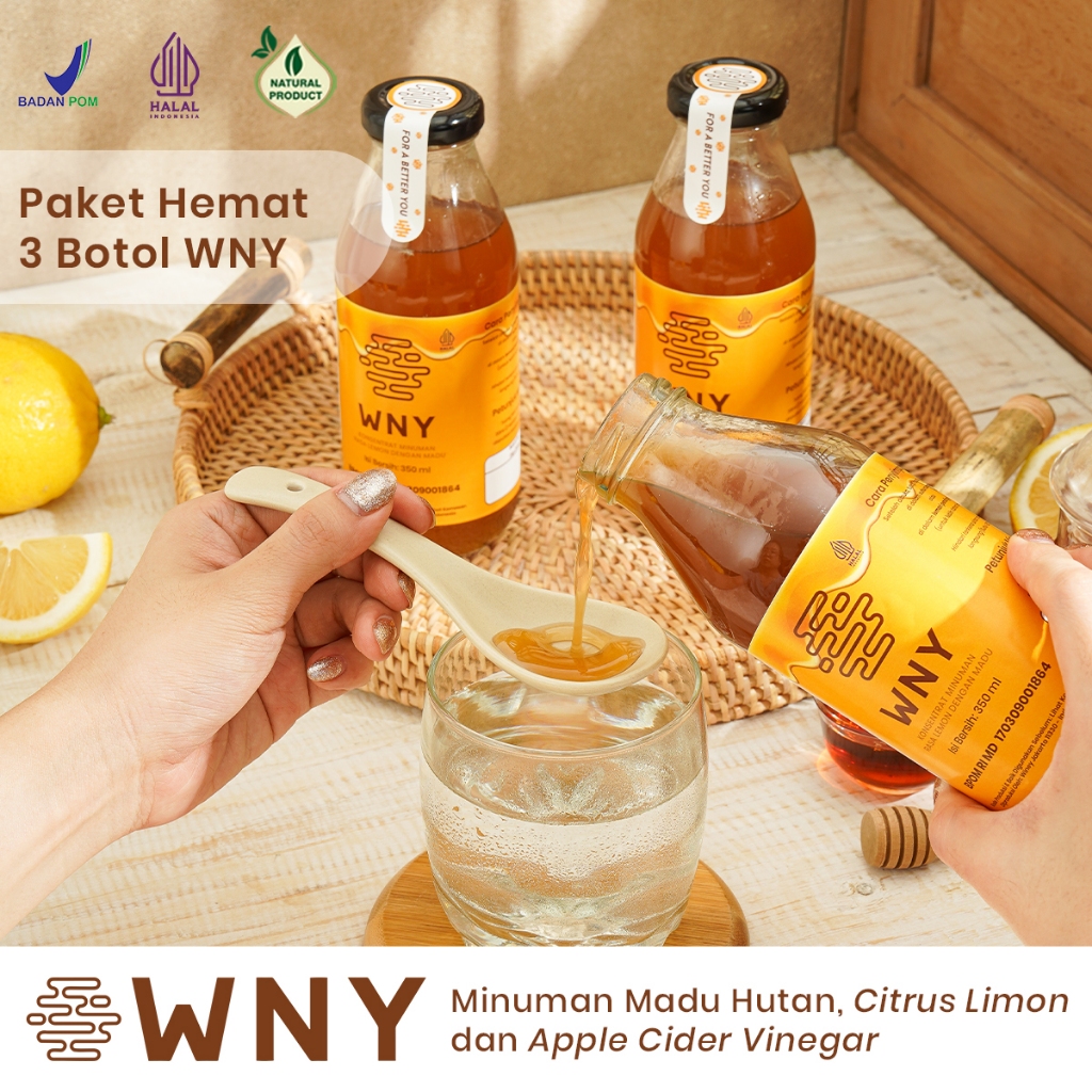 

WNY Paket Hemat 3 Botol Minuman Madu & Lemon & Cuka Apel | BPOM | HALAL