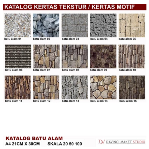 Kertas Tekstur Bahan Batu Alam 01 Maket Diorama - Motif Batu Alam Pualam Templek Candi Andesit Palim