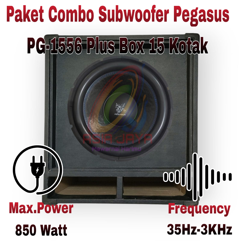 Paket Combo Speaker Subwoofer Pegasus PG 1556 Plus Box 15 Inch Kotak