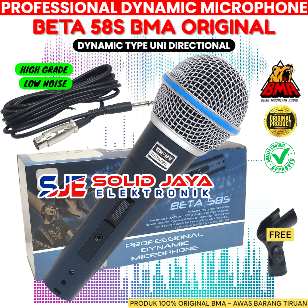 MIC MICROPHONE BMA BETA 58S KABEL DYNAMIC MIK VOKAL BETA 58 S S 58-S KARAOKE BETA58S ORIGINAL ASLI