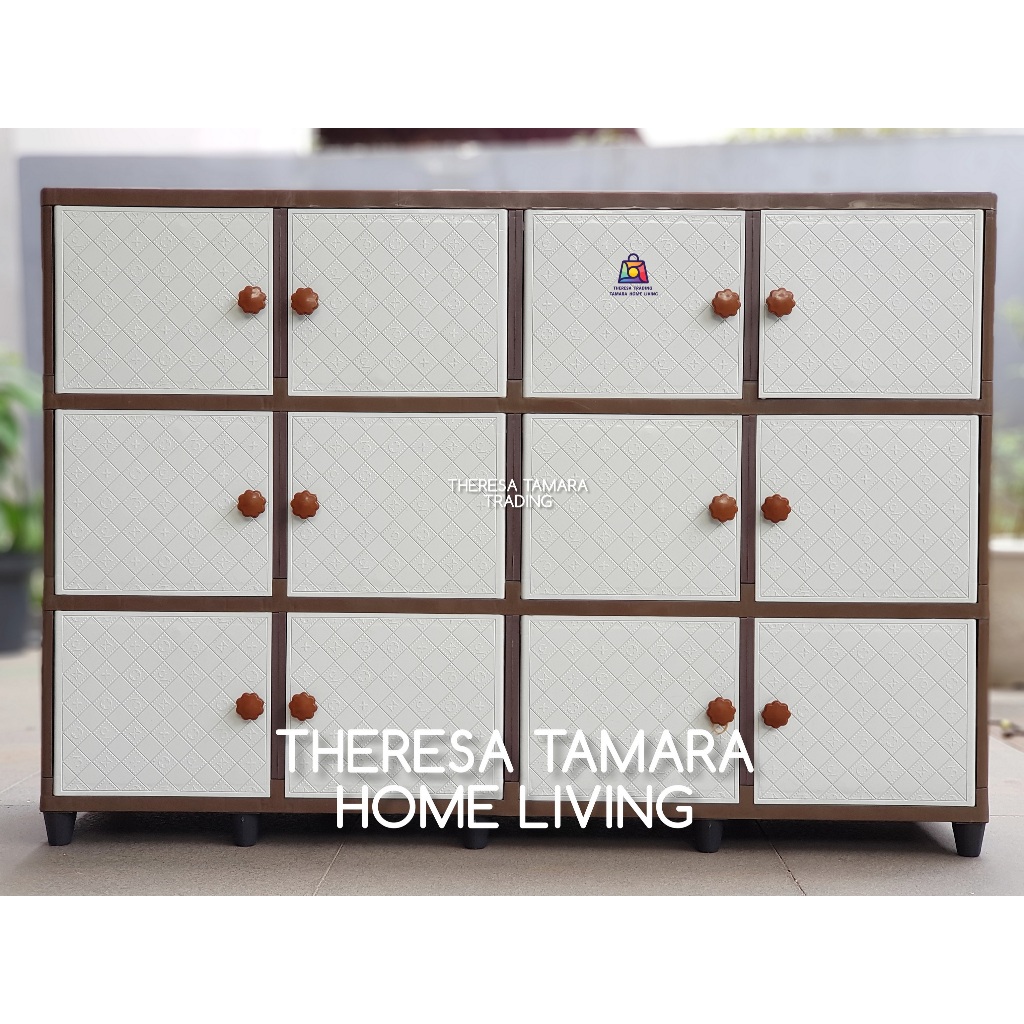 LEMARI PLASTIK MEJA RAK TV CLUB QUATRO 3 SUSUN 3 MEJA TV LED 12 PINTU