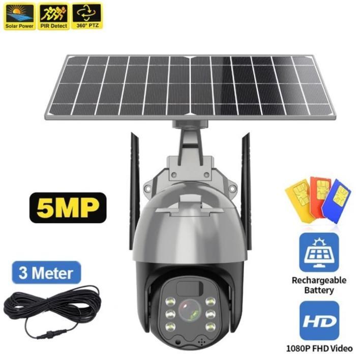 CCTV Outdoor SIMCARD GSM 4G Panel Tenaga Surya Waterproof - Tanpa MicroSD, 4G Simcard