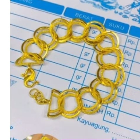 gelang emas asli 1 suku 24k kadar 90% 6,7gram