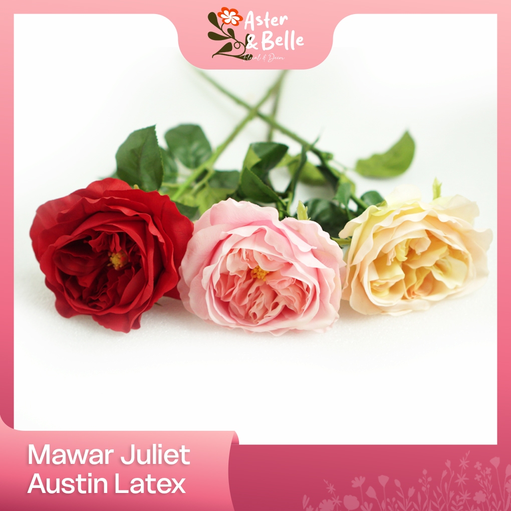 Artificial Mawar Juliet Austin Latex / Bunga Hias Mawar Austin Palsu Cocok Untuk Dekorasi dan Vas