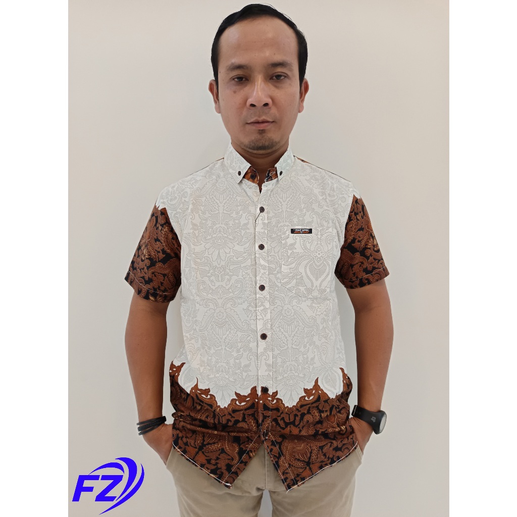 FZ Kemeja Batik Lengan Pendek Pria Dewasa Slimfit Katun Premium