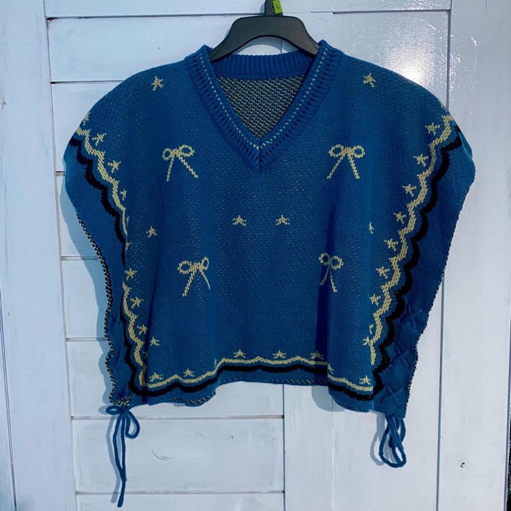 AYUNDINI VEST ROMPI RAJUT MOTIF PITA TALI DEPAN SAMPING WANITA KOREA