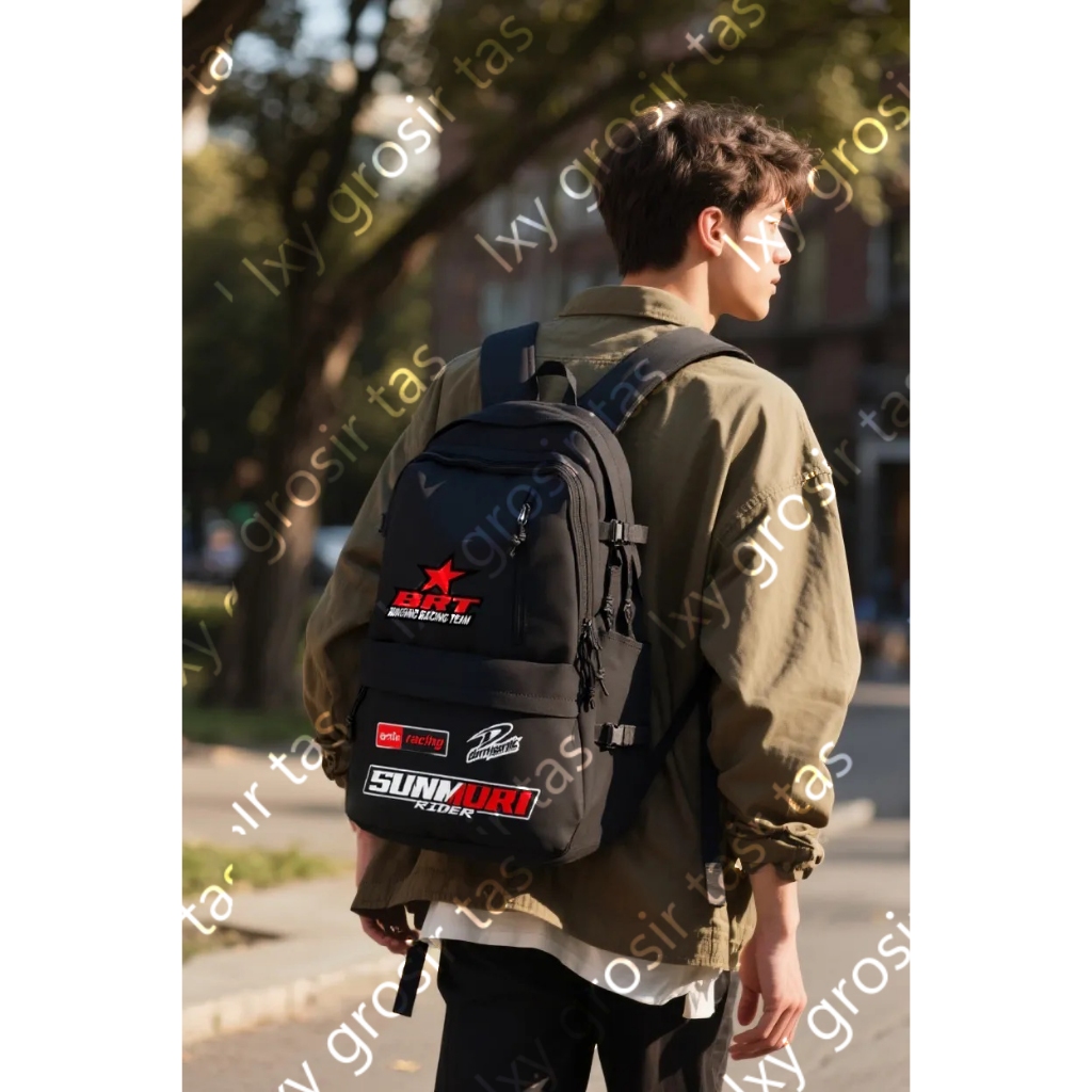 Tas Ransel Sekolah Pria Motif Racing Balap Terbaru - Backpack Racing - Tas Distro Ransel Otomotif