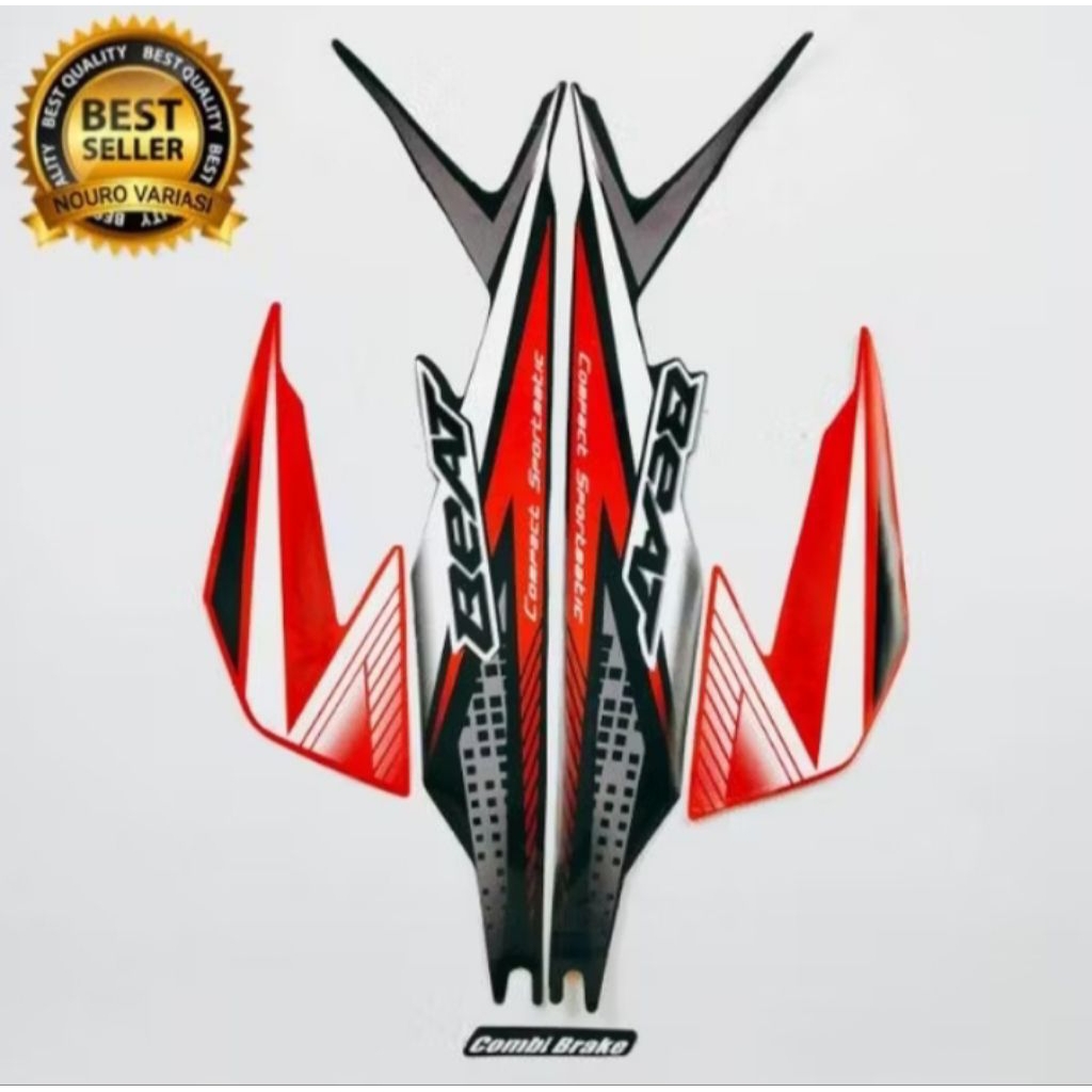 striping stiker motor beat deluxe tahun 2020 warna merah list