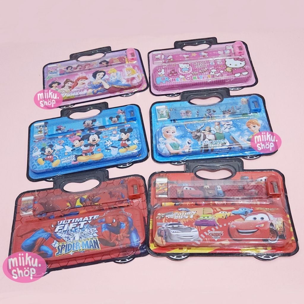 

STATIONERY SET 5IN1 SET ATAL TULIS ANAK KARAKTER SPIDERMAN / CARS / MICKEY / FROZEN / HELLO KITTY / PRINCESS