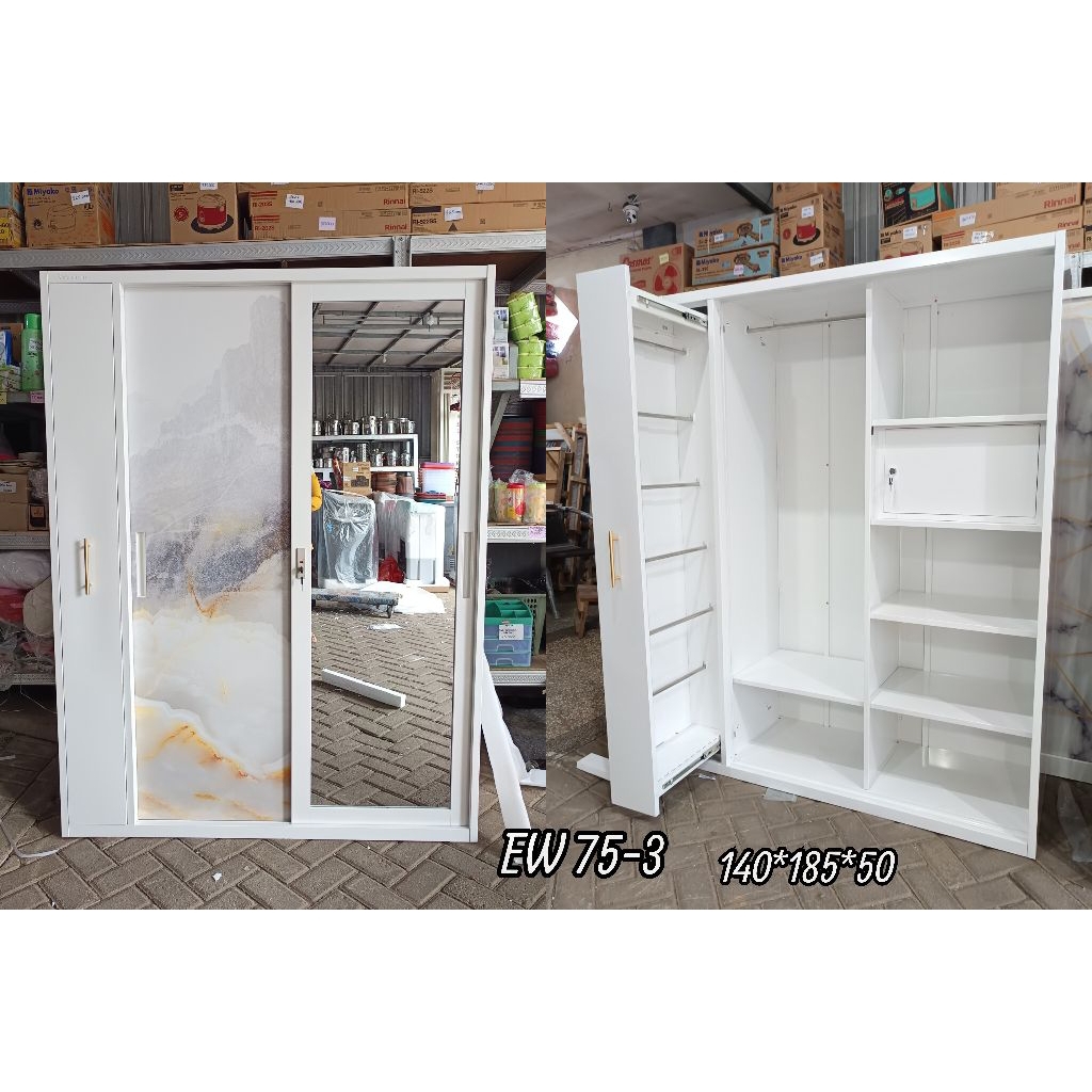 Lemari Besi 2 Pintu Sleding + Hijab