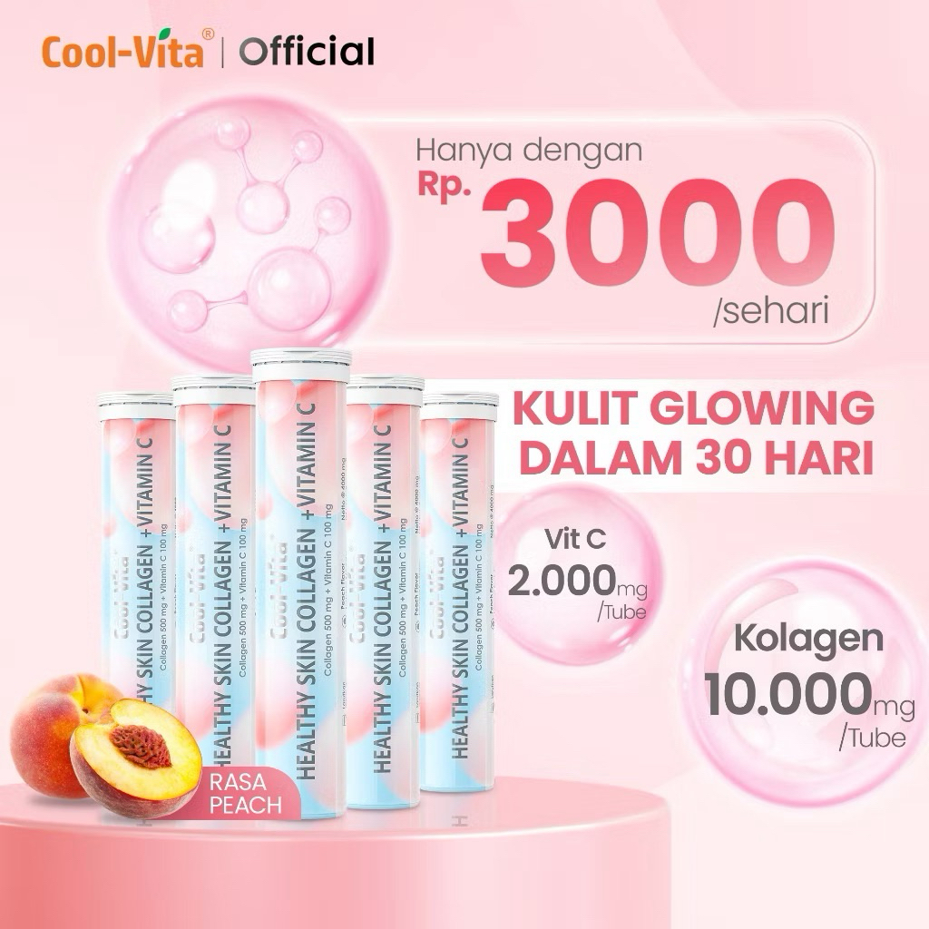 Coolvita Collagen Tablet Minuman kolagen isi 20 Tube Tablet Larut kolagen dengan vitamin C untuk men