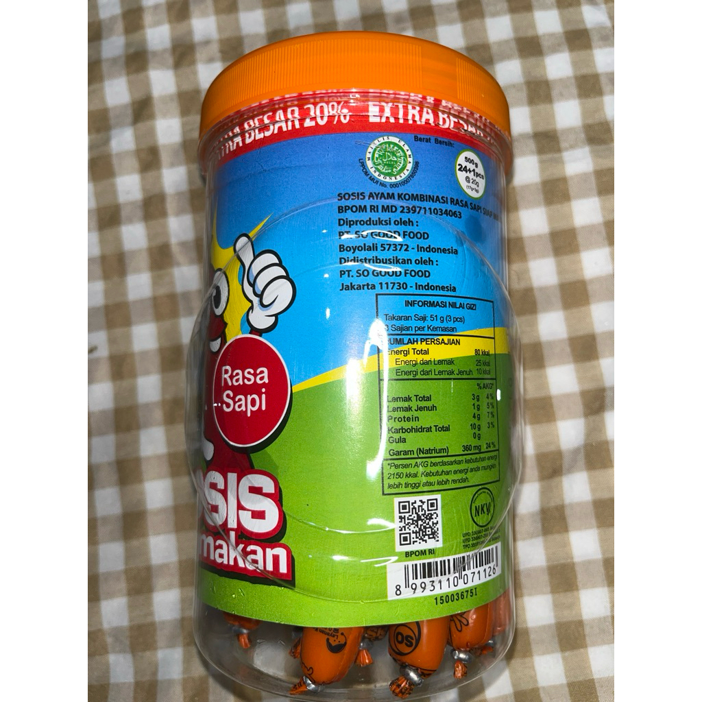 

Sosis SO NICE rasa sapi isi 26 pcs