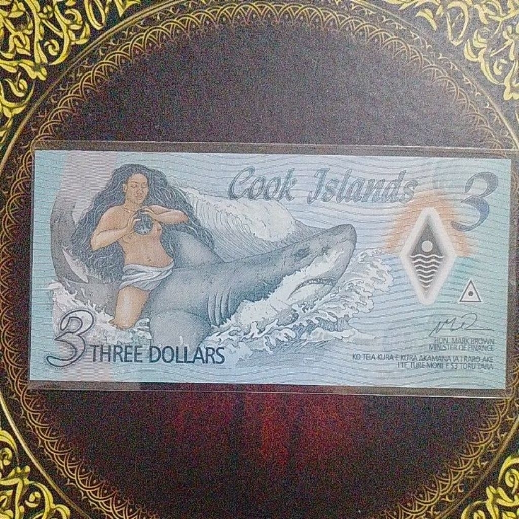 Uang Cook Islands 3 dollar polimer unc