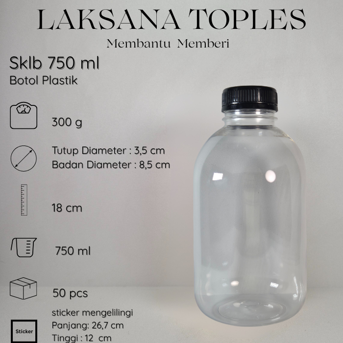 Botol Plastik SKLB 750 ml tebal premium / botol gendut,Chubby, kale botol minuman plastik 750 ml