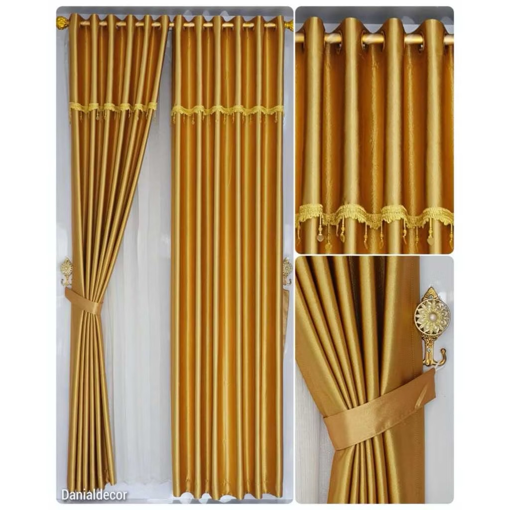 Gorden Poni rumbai manik manik jendela Pintu Minimalis Tinggi 230cm Blackout import tebal