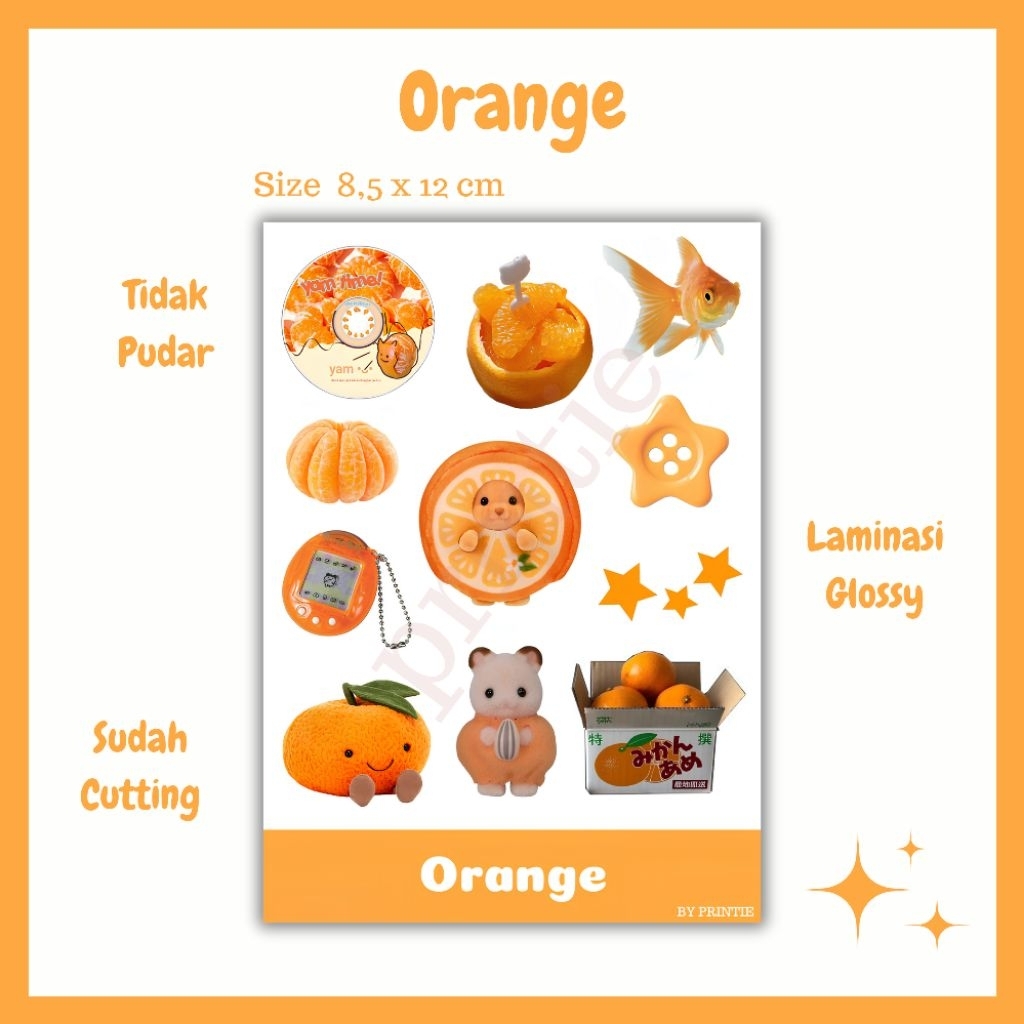 

[1 lbr] stiker sheet kisscut tema orange