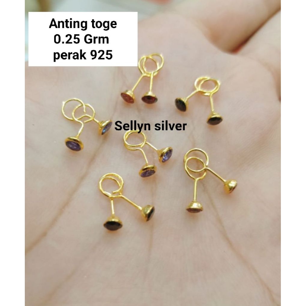 ANTING TOGE MATA 0.25GRM PERAK 925 LAPIS MAS