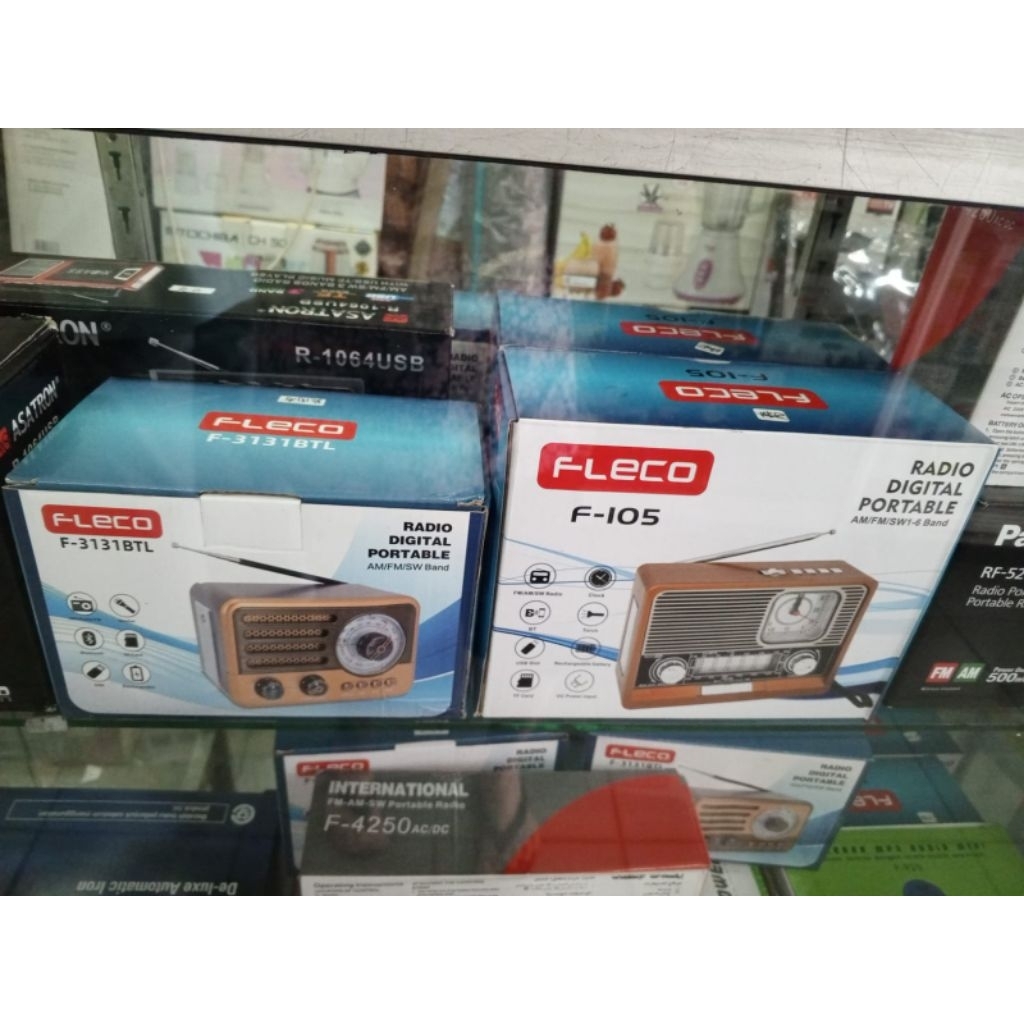 Radio Bluetooth Speaker Senter LED Fleco F-105 Jam Analog FM/AM/SW/USB/TF Radio Klasik Jadul