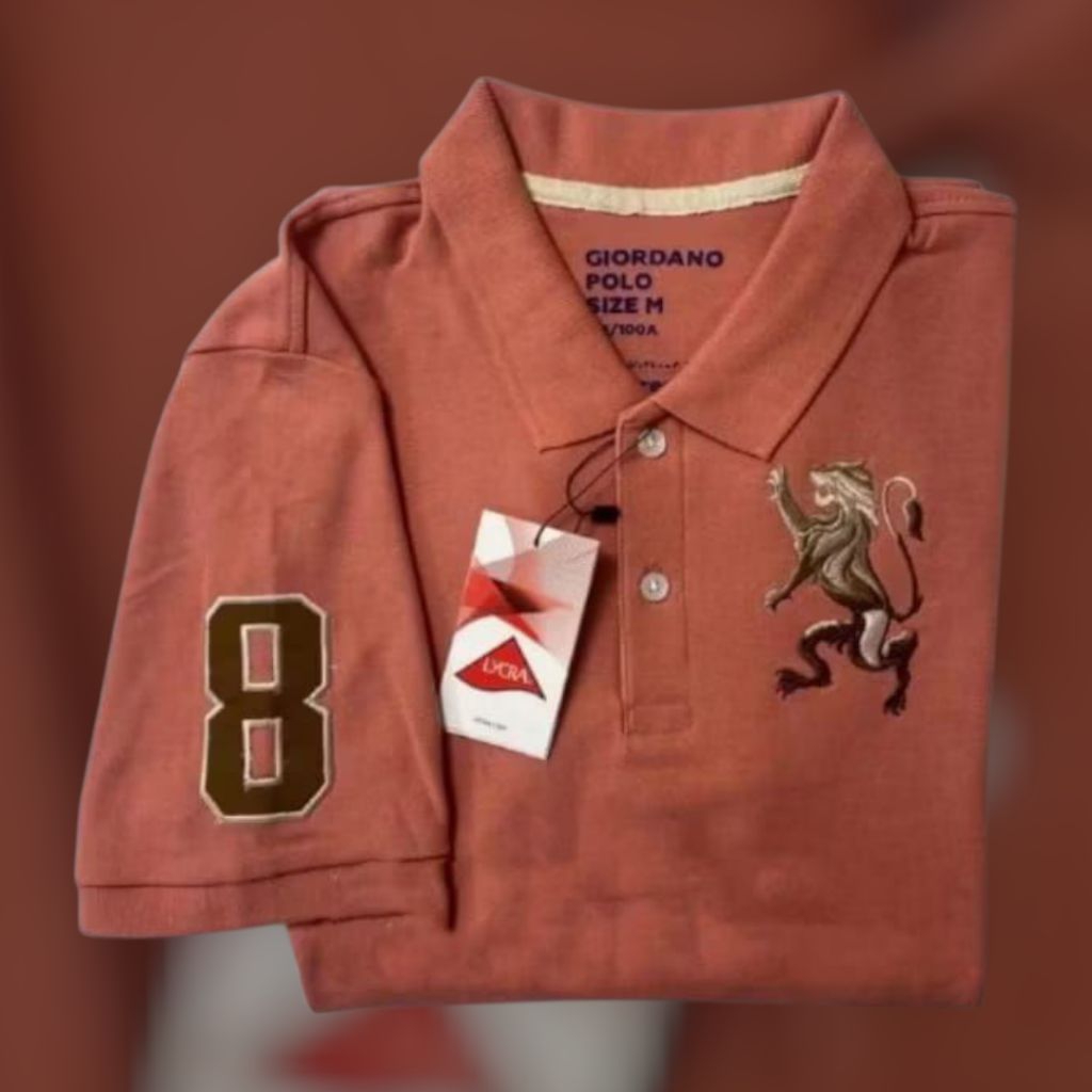 Giordano Polo Shirt Lion Lycra 3D Bordir - Kaos Kerah Pria - Like Original - 100% Gambar Asli
