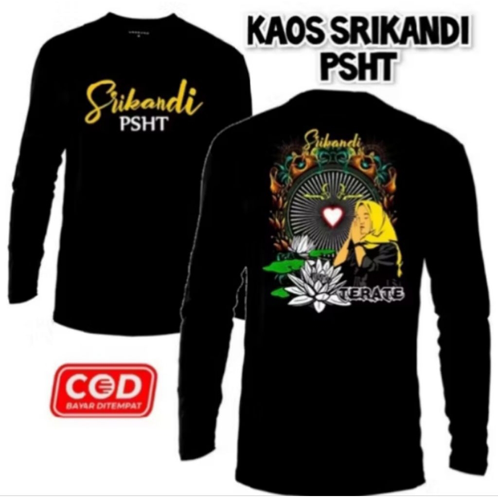 KAOS T-SHIRT LENGAN PANJANG SRIKANDI PSHT  TERATE DESAIN WARNA KUNING | T-SHIRT BAHAN ADEM NYAMAN DI