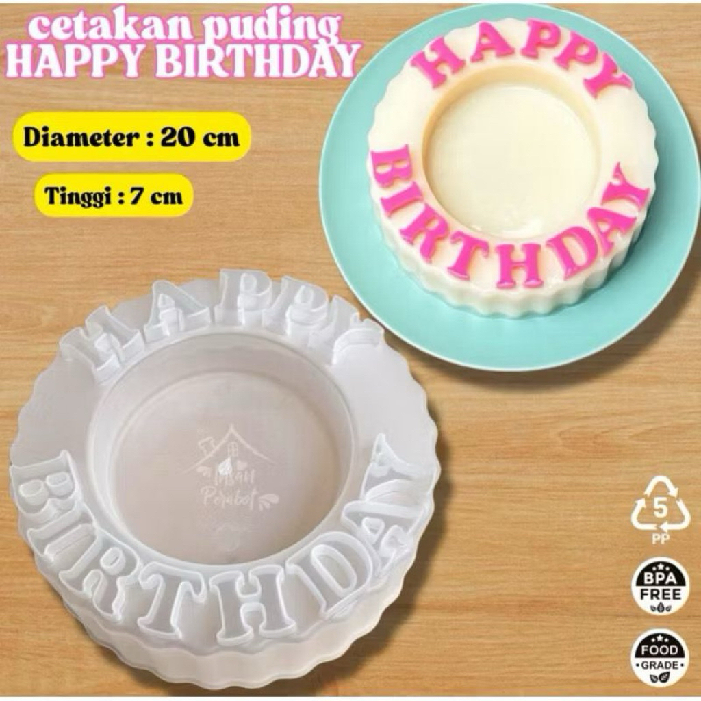 Free Pipet Ready Stock Bisa Cod Cetakan Puding Happy Birthday Selamat Ultah Termurah /Cetakan