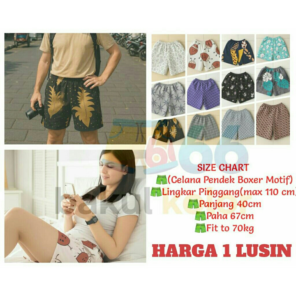 Harga Grosir 1 Lusin Celana Pendek Kolor Boxer Pria Wanita