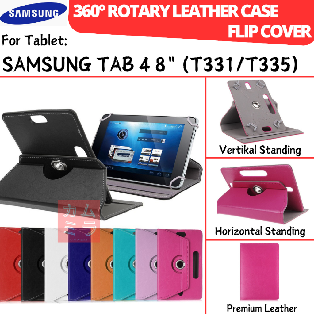 SAMSUNG GALAXY TAB TABLET 4 8 INCH SM T331 T335 BOOK COVER 360 ROTATING CASE LEATHER FLIP CASING