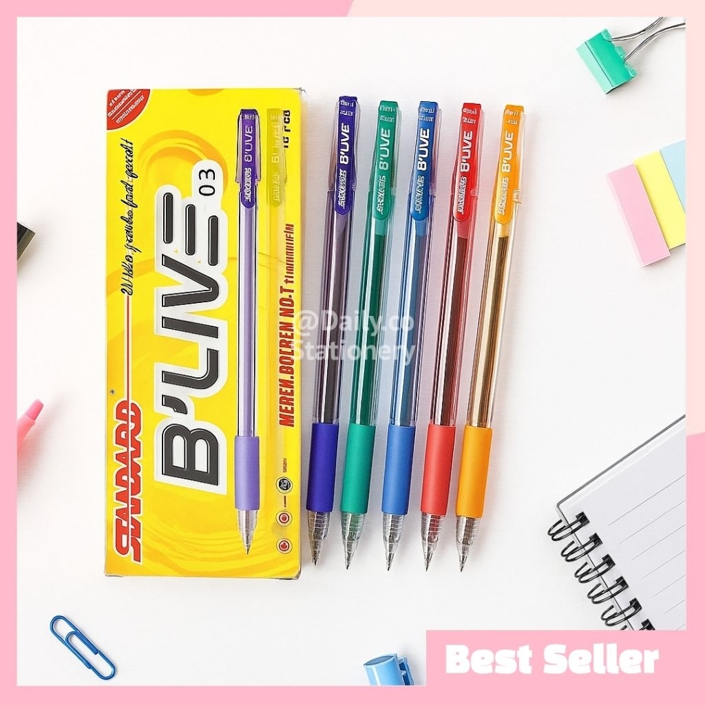 

Pulpen Bolpen Ball point Pen Standard B'Live 0.3mm Hitam 1 pack isi 12 pcs