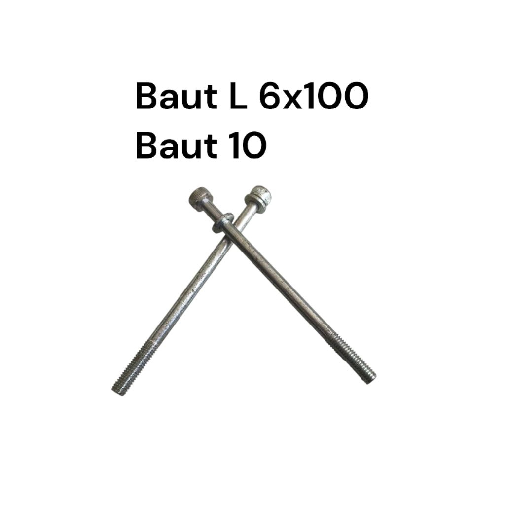 Baut L Galvanis M6x100 /10m Baut Kunci L5 / Paket 10pcs