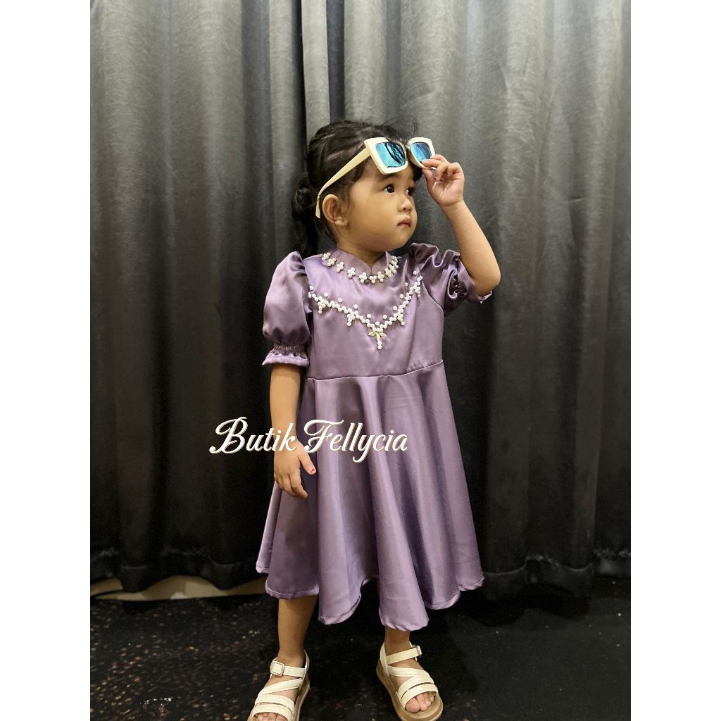 new product..... Baju dres Fellycia Reeborn anak perempuan 1sampai 12 tahun+full payet dada+tangam b