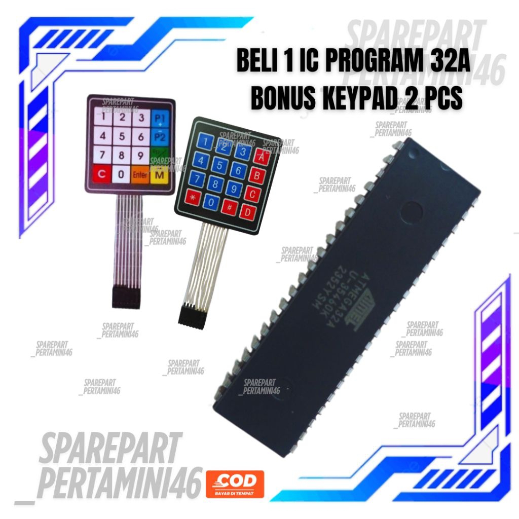 Ic Program Pom Mini Digital Pertamini Atmega 32A Dan Keypad Tombol Pertamini 2 Pcs